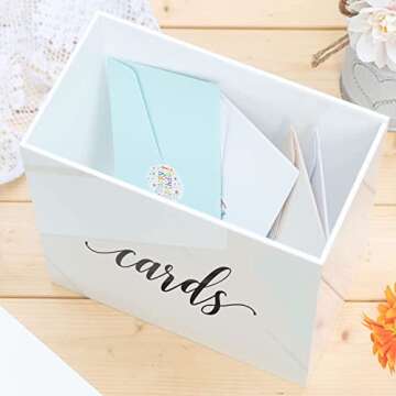 UNIQOOO Elegant White Acrylic Wedding Card Box, Large 10x10x5.5 inch | Wedding Receptions Wishing Well Money Box, Birthdays, Memory Box