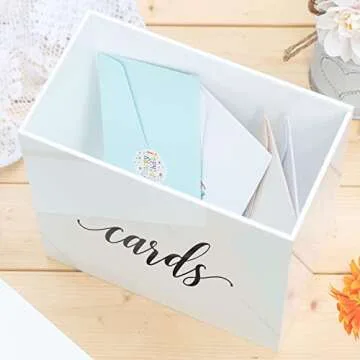 UNIQOOO Elegant White Acrylic Wedding Card Box, Large 10x10x5.5 inch | Wedding Receptions Wishing Well Money Box, Birthdays, Memory Box