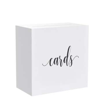 UNIQOOO Elegant White Acrylic Wedding Card Box, Large 10x10x5.5 inch | Wedding Receptions Wishing Well Money Box, Birthdays, Memory Box
