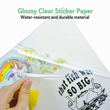 Koala Clear Sticker Paper for Inkjet Printer - Waterproof Clear Printable Vinyl Sticker Paper - 8.5x...