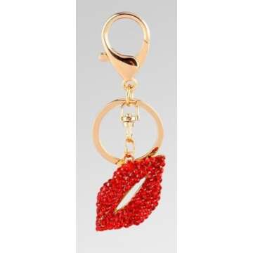 Axmerdal Rhinestone Keychain Sexy Lipsticking Lip Key Ring Charm Purse Pendant Handbag Bag Decoratio...