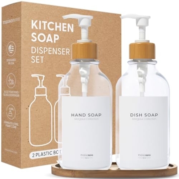 MaisoNovo Soap Dispensers 3-Piece Set | Bathroom Soap Dispenser | Kitchen Soap Dispenser Set | 16.9o...