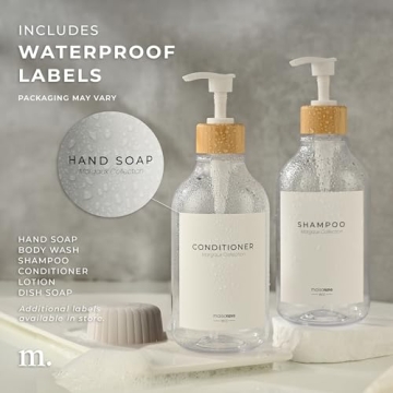 MaisoNovo Soap Dispensers 3-Piece Set | Bathroom Soap Dispenser | Kitchen Soap Dispenser Set | 16.9oz Clear Bottles with White Pumps Set of 2 with Tray