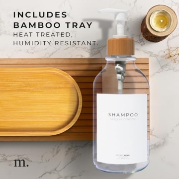 MaisoNovo Soap Dispensers 3-Piece Set | Bathroom Soap Dispenser | Kitchen Soap Dispenser Set | 16.9oz Clear Bottles with White Pumps Set of 2 with Tray