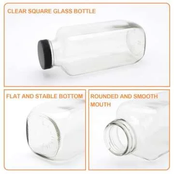Encheng Glass Juice Bottles with Lids 16oz,Sqaure Juicing Bottles Reusable Glass Drinking Jars Set of 10,Empty 500ml Juice Containers Glass Bottles for Juice,Smoothies,Water,Kombucha