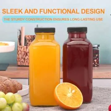 Encheng Glass Juice Bottles with Lids 16oz,Sqaure Juicing Bottles Reusable Glass Drinking Jars Set of 10,Empty 500ml Juice Containers Glass Bottles for Juice,Smoothies,Water,Kombucha