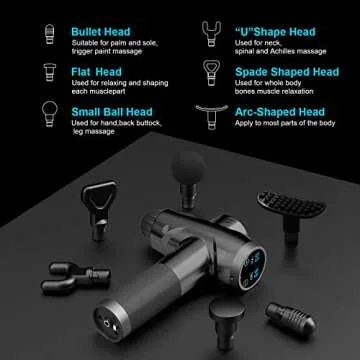 IOOKNA Percussion Massage Gun, Father's Day Gift, Upgrade Muscle Handheld Deep Tissue Massager (Black)-– Six Different Adjustable Heads for Different Muscle Groups - 20 Speed Options