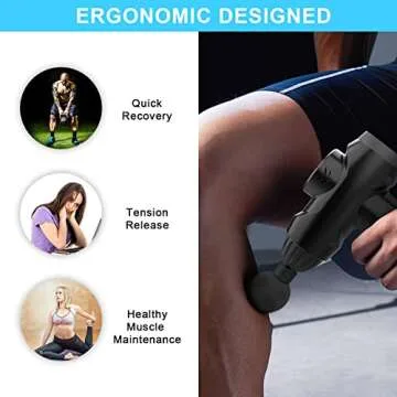IOOKNA Percussion Massage Gun, Father's Day Gift, Upgrade Muscle Handheld Deep Tissue Massager (Black)-– Six Different Adjustable Heads for Different Muscle Groups - 20 Speed Options