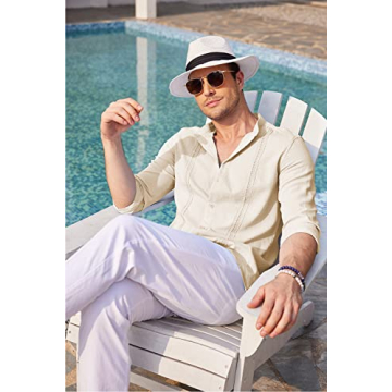 COOFANDY Summer Casual Shirt for Men Vacation Linen