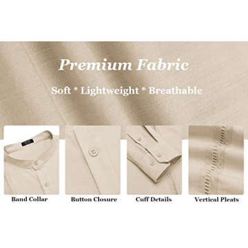 COOFANDY Summer Casual Shirt for Men Vacation Linen
