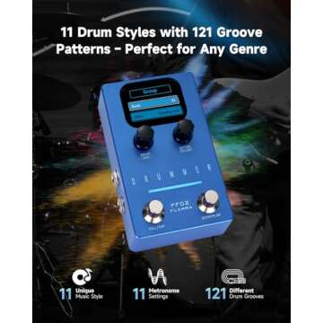 FLAMMA FF02 Drum Machine Guitar Pedal - 121 Rhythms, 11 Genres, Live & Studio