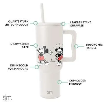 Simple Modern Disney 40 oz Tumbler with Handle and Straw Lid | Insulated Reusable Stainless Steel Wa...