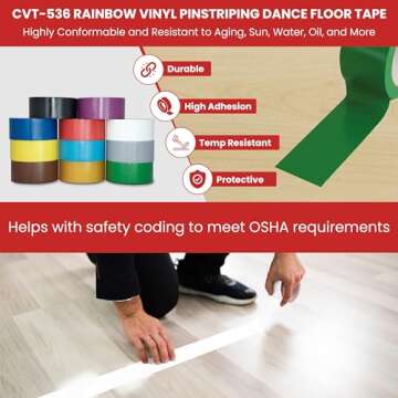 GGR SUPPLIES T.R.U. CVT-536 Clear Vinyl Pinstriping Dance Floor Tape: 2 in. Wide x 36 yds. Several Colors