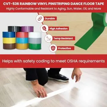 GGR SUPPLIES T.R.U. CVT-536 Clear Vinyl Pinstriping Dance Floor Tape: 2 in. Wide x 36 yds. Several Colors