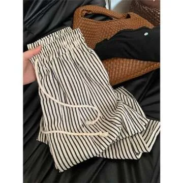 Stylish Women's Striped Seersucker Palazzo Pants