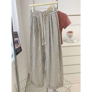 Stylish Women's Striped Seersucker Palazzo Pants