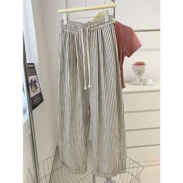 Stylish Women's Striped Seersucker Palazzo Pants