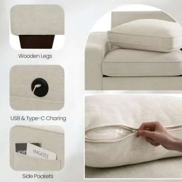 Comfy TEKAMON 100" Modular Sofa with Storage & USB