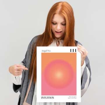 KEUSPI Angel Number 111 Aura Poster Wall Art Prints, Trendy Retro Y2K Orange and Pink Preppy Canvas ...