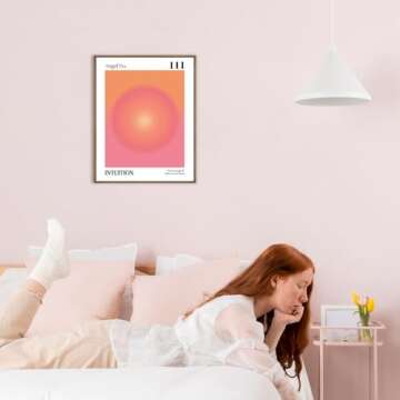 KEUSPI Angel Number 111 Aura Poster Wall Art Prints, Trendy Retro Y2K Orange and Pink Preppy Canvas Wall Art, Y2K Room Decor, Preppy Room Decor Aesthetic, Preppy Dorm Decor, 8x10 Inch Unframed