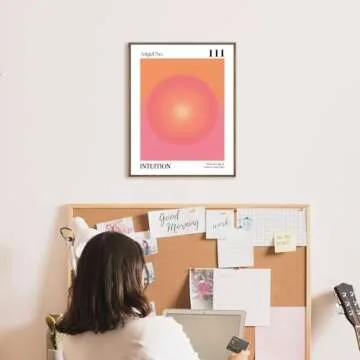 KEUSPI Angel Number 111 Aura Poster Wall Art Prints, Trendy Retro Y2K Orange and Pink Preppy Canvas Wall Art, Y2K Room Decor, Preppy Room Decor Aesthetic, Preppy Dorm Decor, 8x10 Inch Unframed