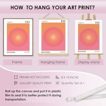 KEUSPI Angel Number 111 Aura Poster Wall Art Prints, Trendy Retro Y2K Orange and Pink Preppy Canvas Wall Art, Y2K Room Decor, Preppy Room Decor Aesthetic, Preppy Dorm Decor, 8x10 Inch Unframed