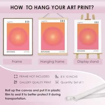KEUSPI Angel Number 111 Aura Poster Wall Art Prints, Trendy Retro Y2K Orange and Pink Preppy Canvas Wall Art, Y2K Room Decor, Preppy Room Decor Aesthetic, Preppy Dorm Decor, 8x10 Inch Unframed