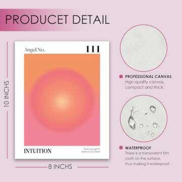 KEUSPI Angel Number 111 Aura Poster Wall Art Prints, Trendy Retro Y2K Orange and Pink Preppy Canvas Wall Art, Y2K Room Decor, Preppy Room Decor Aesthetic, Preppy Dorm Decor, 8x10 Inch Unframed