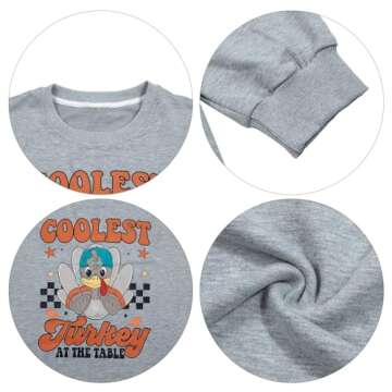 FASHGL Thanksgiving Oversized Sweatshirt Women Coolest Turkey At The Table Shirt Casual Long Sleeve Pullover Tops Light Grey