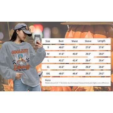 FASHGL Thanksgiving Oversized Sweatshirt Women Coolest Turkey At The Table Shirt Casual Long Sleeve Pullover Tops Light Grey