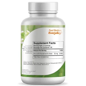 Zahler Zinc Lozenges 35mg Chewable Immune Support 90 Count