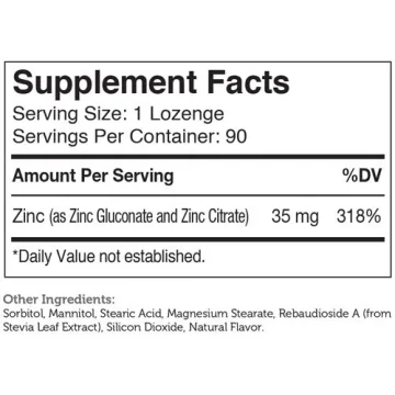 Zahler Zinc Lozenges 35mg Chewable Immune Support 90 Count