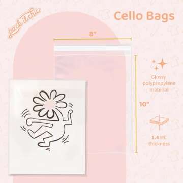 Pack It Chic - 8” X 10” (1000 Pack) Clear Resealable Cello Poly Bags - Fits 8X10 Prints, Photos, Artwork - Self Seal