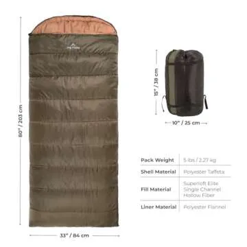 TETON Celsius Regular Sleeping Bag - 0 Degree, Perfect for Camping & Cold Weather!