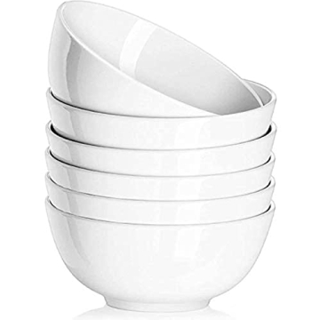 DELLING Ultra-Strong 22 Ounce Soup Bowls, Cereal Bowl, 6 inch Bowls Set, White Ceramic Bowls, White ...