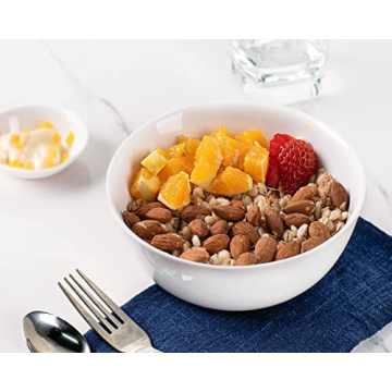 DELLING Ultra-Strong 22 Ounce Soup Bowls, Cereal Bowl, 6 inch Bowls Set, White Ceramic Bowls, White Bowls for Kitchen, Snack Rice Pasta Salad Oatmeal, Set of 6, Dishwasher & Microwave Safe