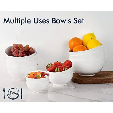 DELLING Ultra-Strong 22 Ounce Soup Bowls, Cereal Bowl, 6 inch Bowls Set, White Ceramic Bowls, White Bowls for Kitchen, Snack Rice Pasta Salad Oatmeal, Set of 6, Dishwasher & Microwave Safe
