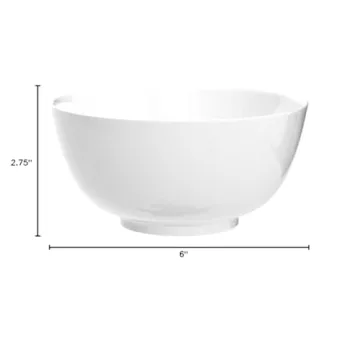 DELLING Ultra-Strong 22 Ounce Soup Bowls, Cereal Bowl, 6 inch Bowls Set, White Ceramic Bowls, White Bowls for Kitchen, Snack Rice Pasta Salad Oatmeal, Set of 6, Dishwasher & Microwave Safe
