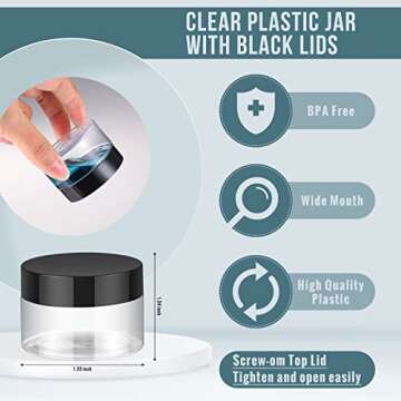 Aoriher 150 Pcs Plastic Container Jars with Lids Round Cosmetic Jars Empty Plastic Container for Lot...