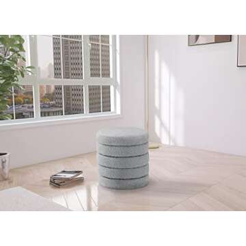 Meridian Furniture 153Grey Aphia Collection Modern | Contemporary Boucle Fabric Upholstered Ottoman ...