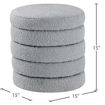 Elegant Meridian Grey Boucle Ottoman - Stylish Home Essential