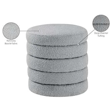 Elegant Meridian Grey Boucle Ottoman - Stylish Home Essential