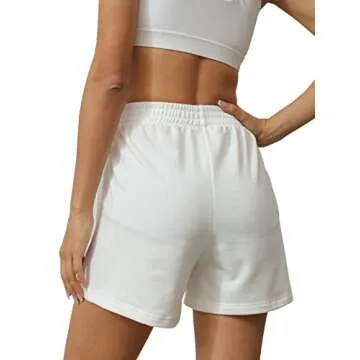 Tongmingyun Womens High Waisted Casual Shorts Lounge Sweat Shorts Summer Athletic Gym Running Shorts with Pockets White