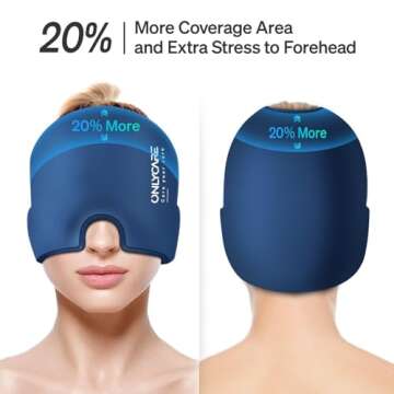 ONLYCARE Migraine Relief Cap, Soothing Headache Hat, Upgraded Odorless Gel Ice Head Wrap, Hot and Cold Therapy, Headache Ice Pack for Tension and Stress(Blue)