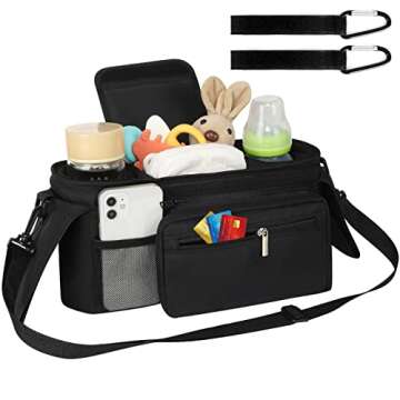 Accmor Universal Stroller Organizer with Insulated Cup Holder Detachable Phone Bag and Shoulder Stra...