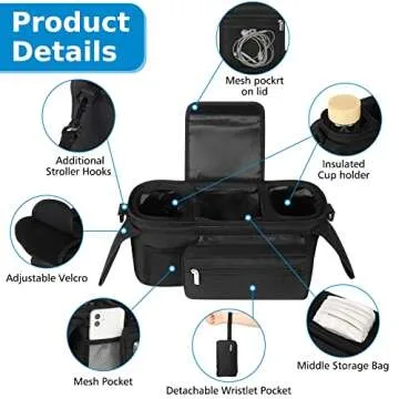 Accmor Stroller Organizer with Insulated Cup Holder