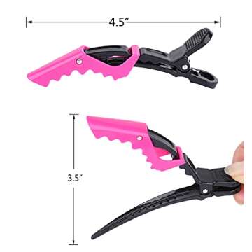 HH&LL Hair Clips for Women - Wide Teeth & Double-Hinged Design Alligator Styling Sectioning Clips of Professional Hair Salon Quality 10Pack (Rose Red)