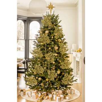 Oairse 8 Pcs Gold Glitter Christmas Tree Picks & Sprays