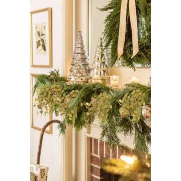 Oairse 8 Pcs Gold Glitter Christmas Tree Picks & Sprays