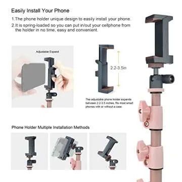 Selfie Stick & Tripod LINCO, Integrated, Heavy Duty, Lightweight, Bluetooth Remote for Apple & Android Devices, Separable Tripod Feet, Extends to 50" (Pink)